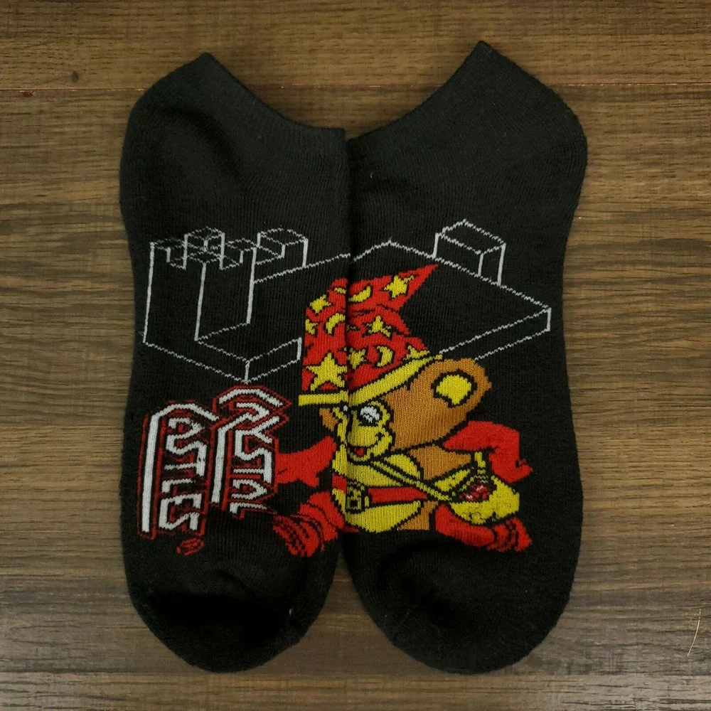 Atari Crystal Castles Socks Knit‎ Jacquard Retro Gaming Adult Black New